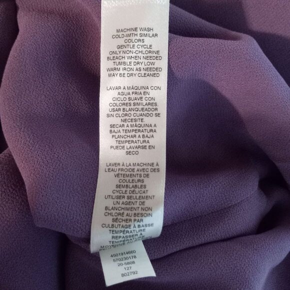 WHBM M Tunic Blouse Tank Top Purple Sleeveless Tie Waist Notched Neckline Sheer - Picture 5 of 9